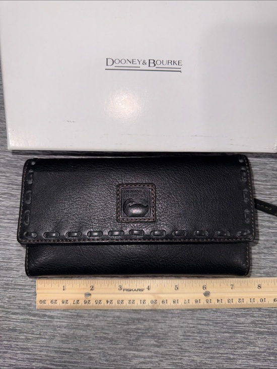 Dooney & Bourke Handbags - Dooney & Bourke Black Florentine Leather Whipstitch Wallet